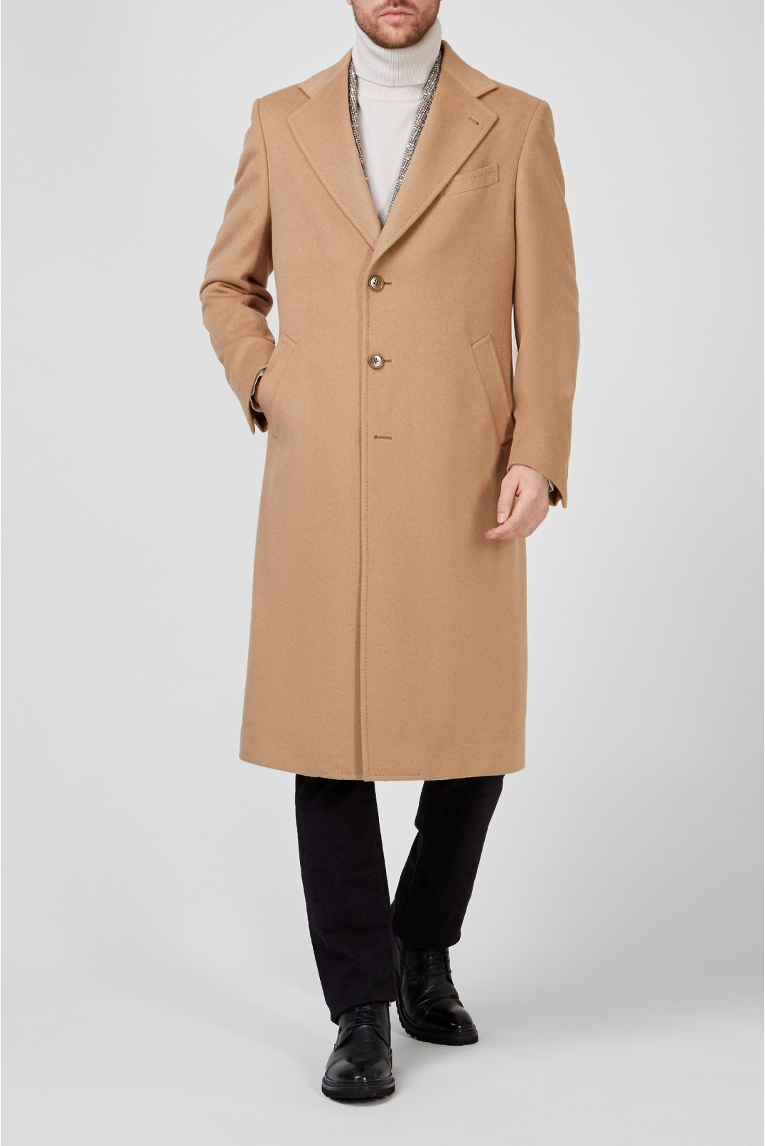 Мужское бежевое шерстяное пальто - 2