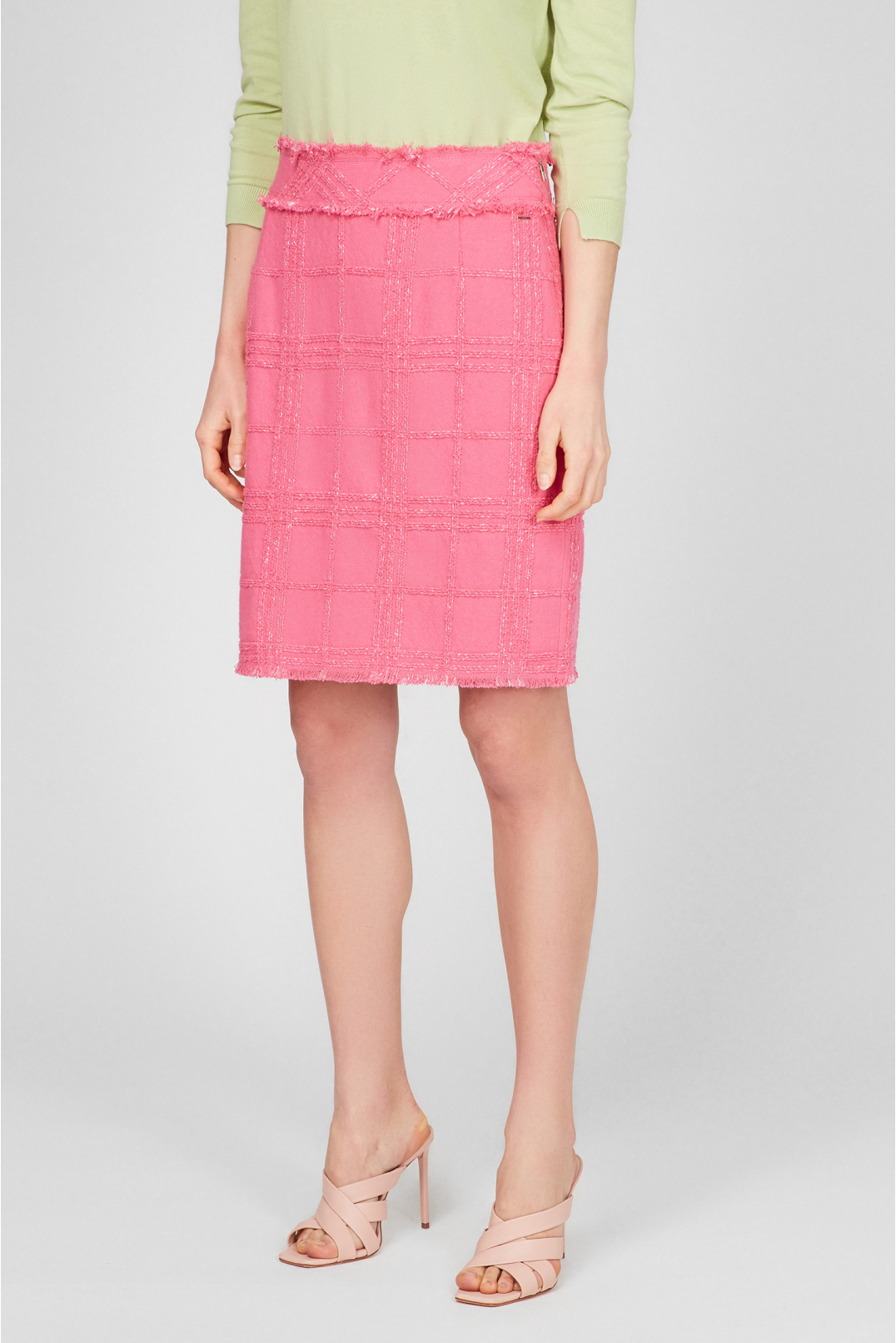 Женская розовая твидовая юбка  - 2