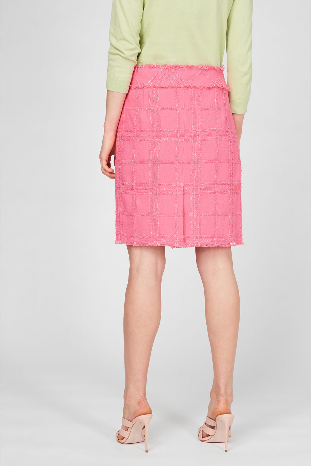 Женская розовая твидовая юбка  - 3