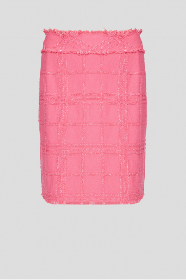 Женская розовая твидовая юбка  - 1