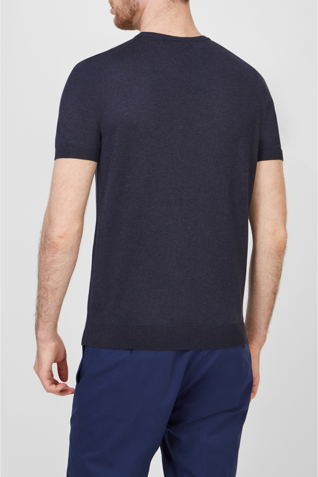 Мужская синяя шелковая футболка - 3