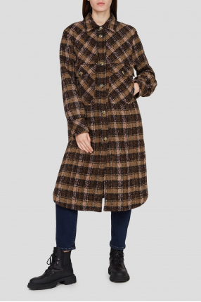 Женское шерстяное пальто с узором 1