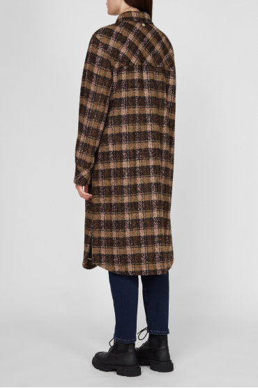 Женское шерстяное пальто с узором - 3