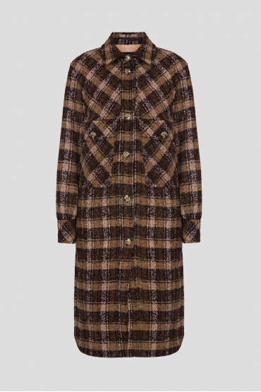 Женское шерстяное пальто с узором - 1