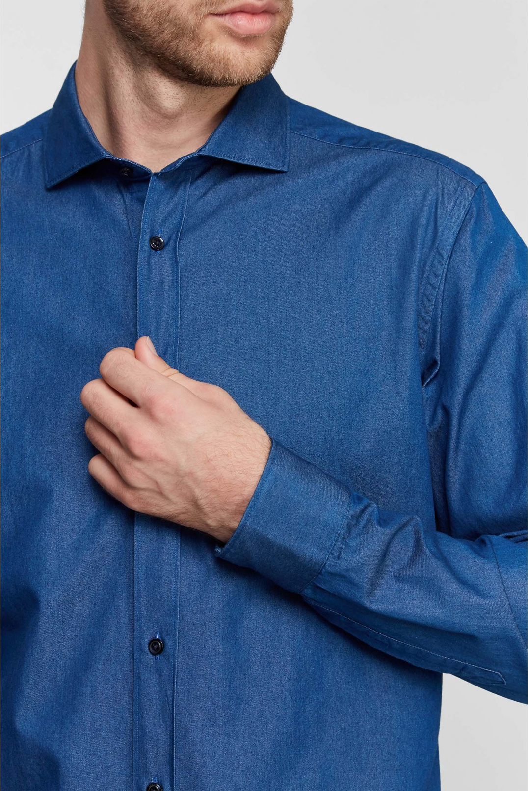 Мужская синяя рубашка - 4