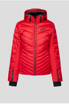 Женская красная пуховая лыжная куртка