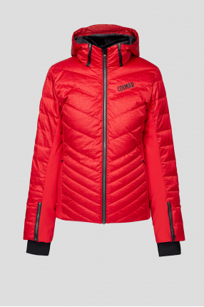 Женская красная пуховая лыжная куртка