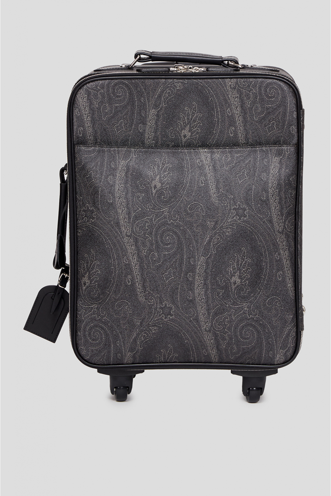 Чорна шкіряна валіза з візерунком - 1