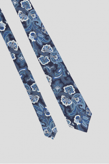 Мужской темно-синий галстук с узором - 2