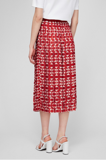 Женская красная плиссированная юбка - 3