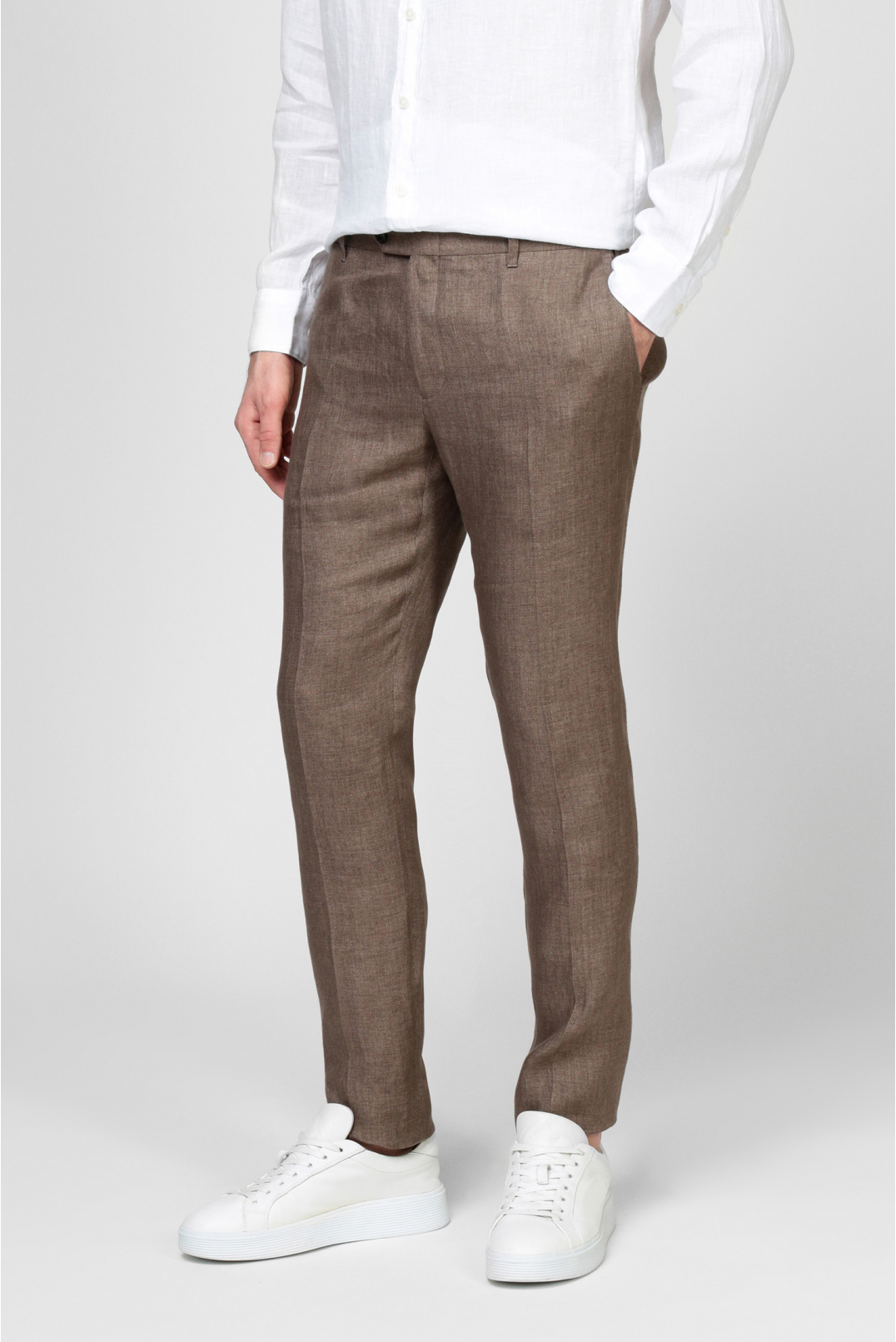 Чоловічі коричневі лляні брюки - 2