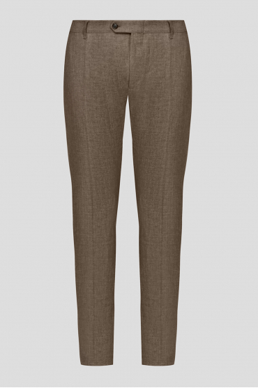Чоловічі коричневі лляні брюки - 1