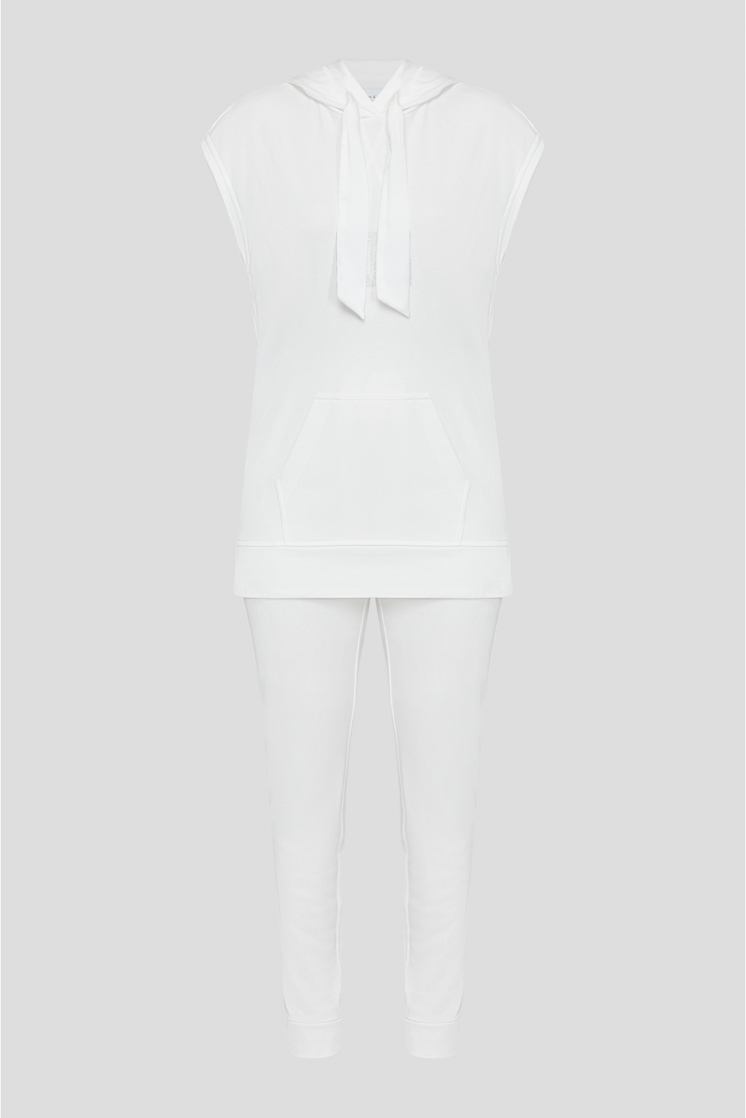 Жіночий білий спортивний костюм (худі, брюки) - 1