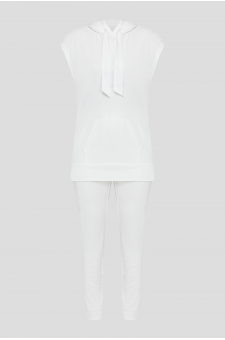 Жіночий білий спортивний костюм (худі, брюки)
