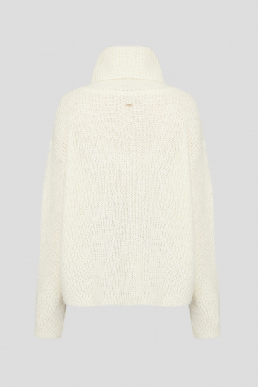 Жіночий білий вовняний светр - 2