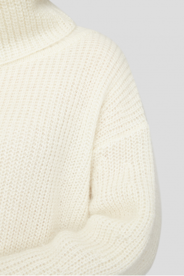 Жіночий білий вовняний светр - 3