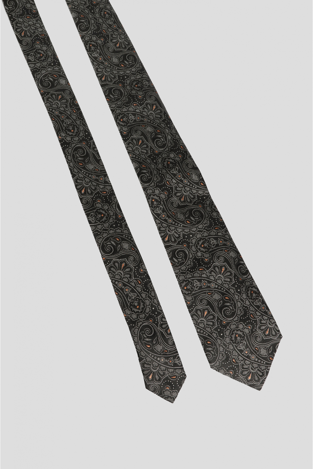 Чоловіча чорна шовкова краватка з візерунком - 2