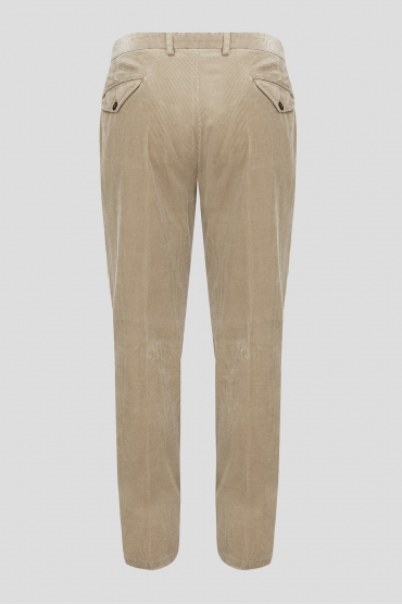 Чоловічі бежеві вельветові брюки - 2