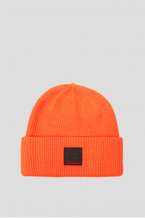 Мужская оранжевая шерстяная шапка