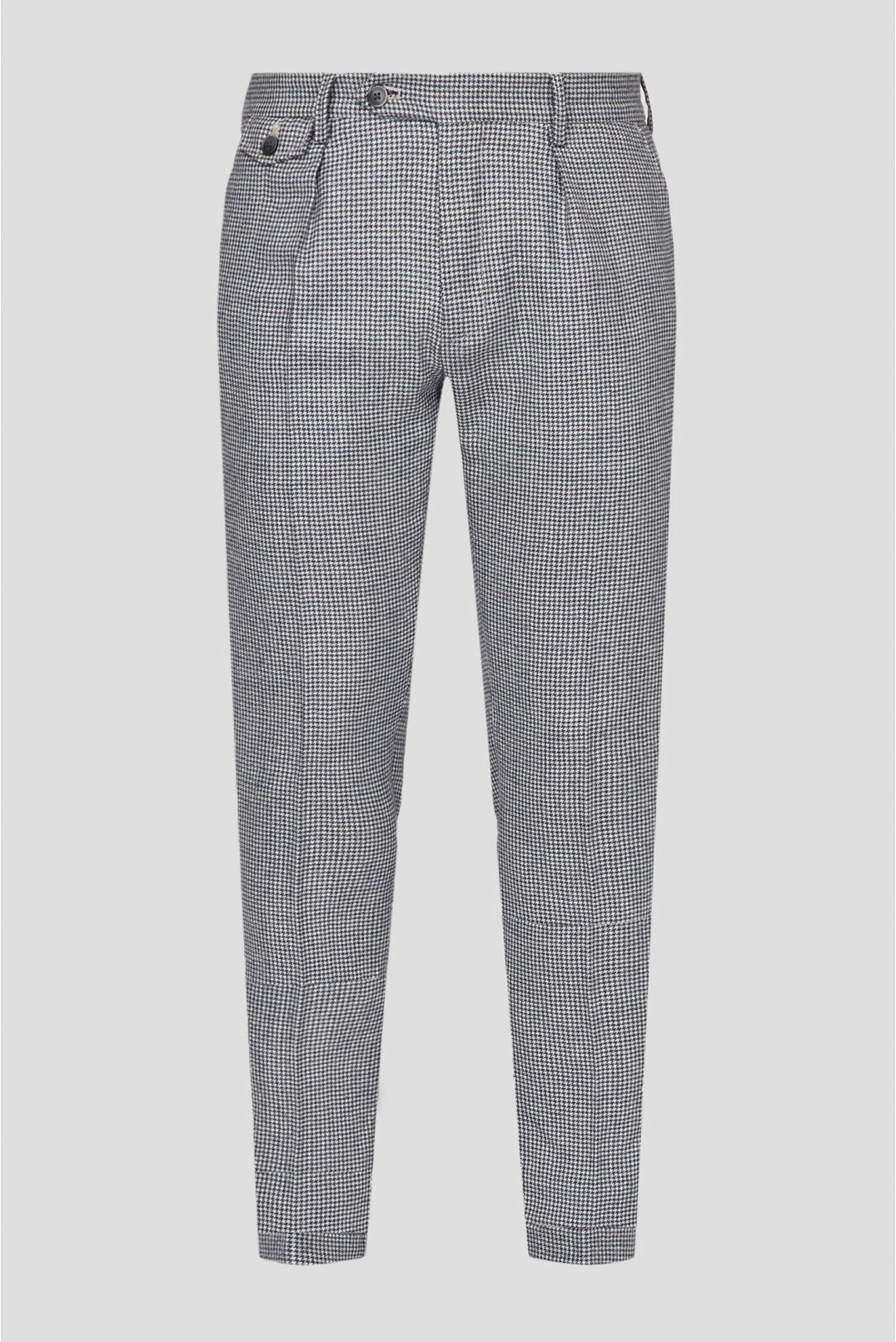 Мужские серые шерстяные брюки с узором - 1