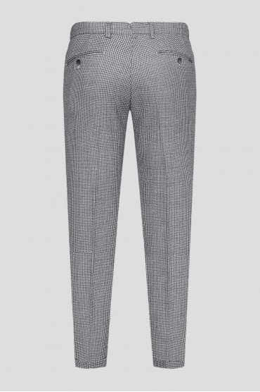 Чоловічі сірі вовняні брюки з візерунком - 2