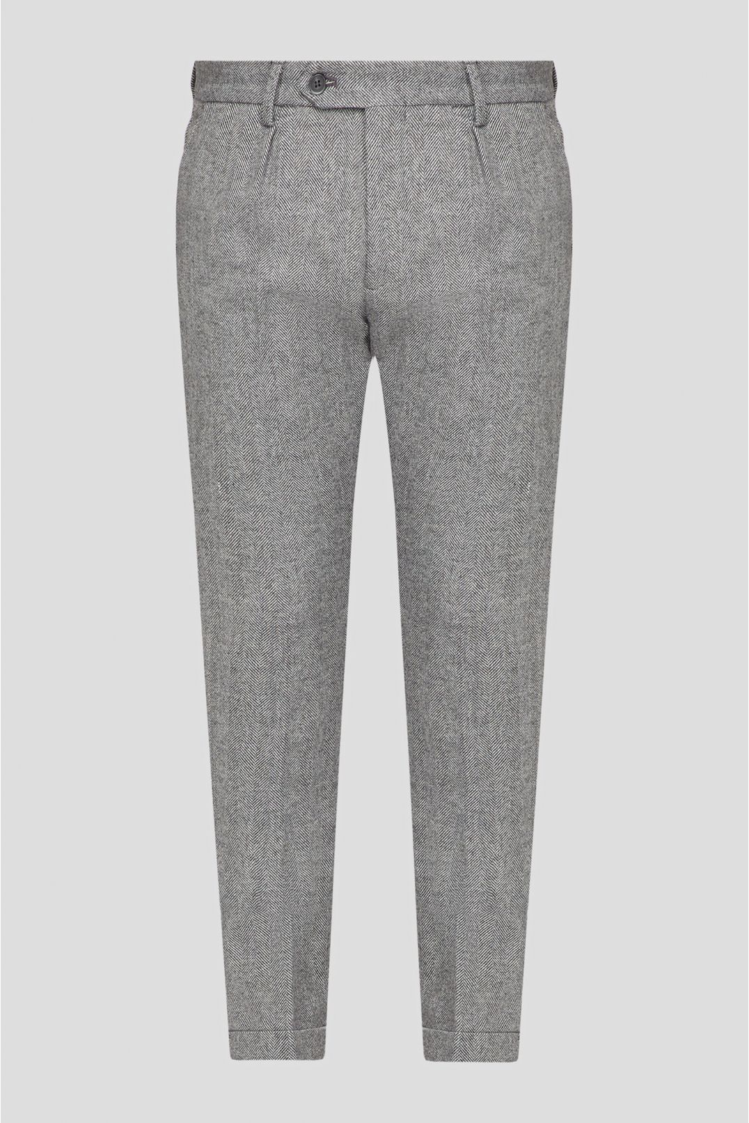 Мужские серые шерстяные брюки с узором - 1