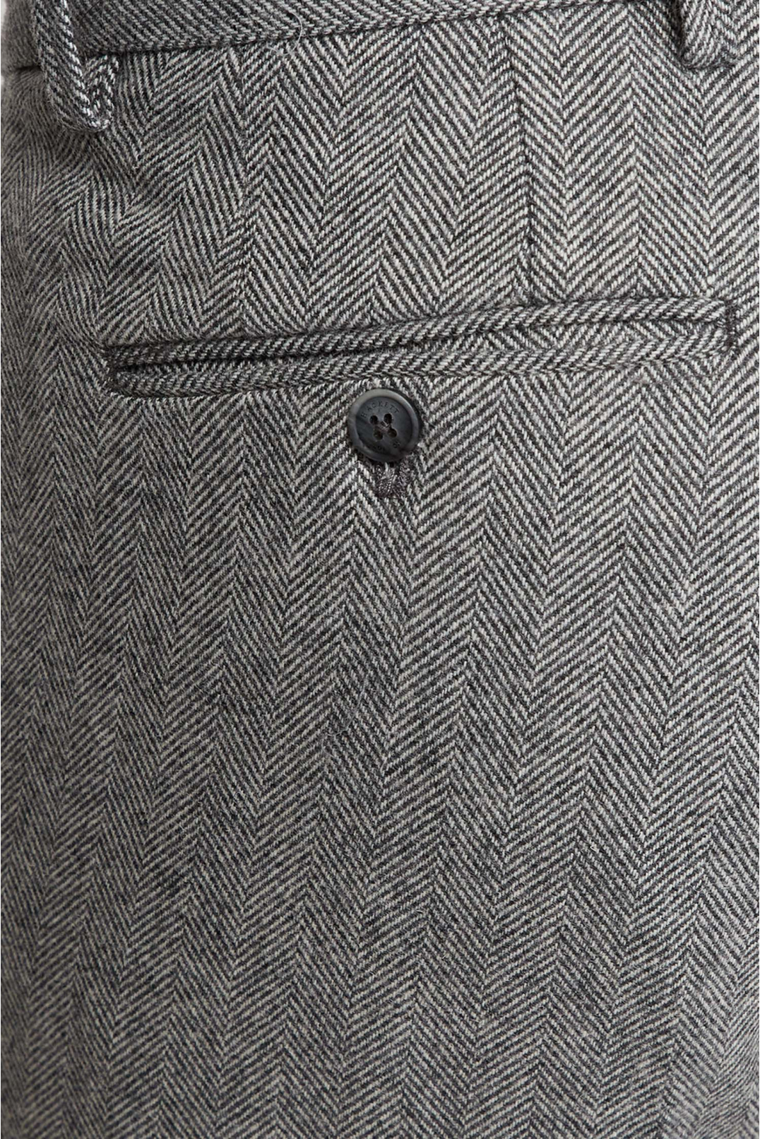 Мужские серые шерстяные брюки с узором - 4