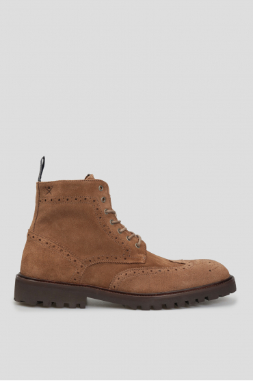 Мужские коричневые замшевые ботинки - 1