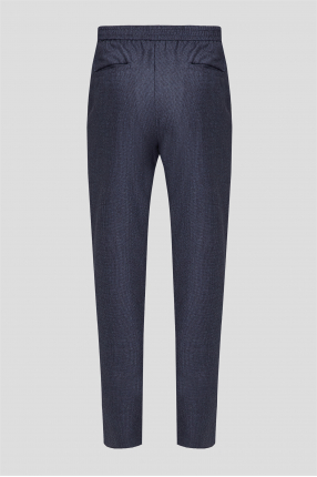 Чоловічі темно-сині вовняні брюки з візерунком 1