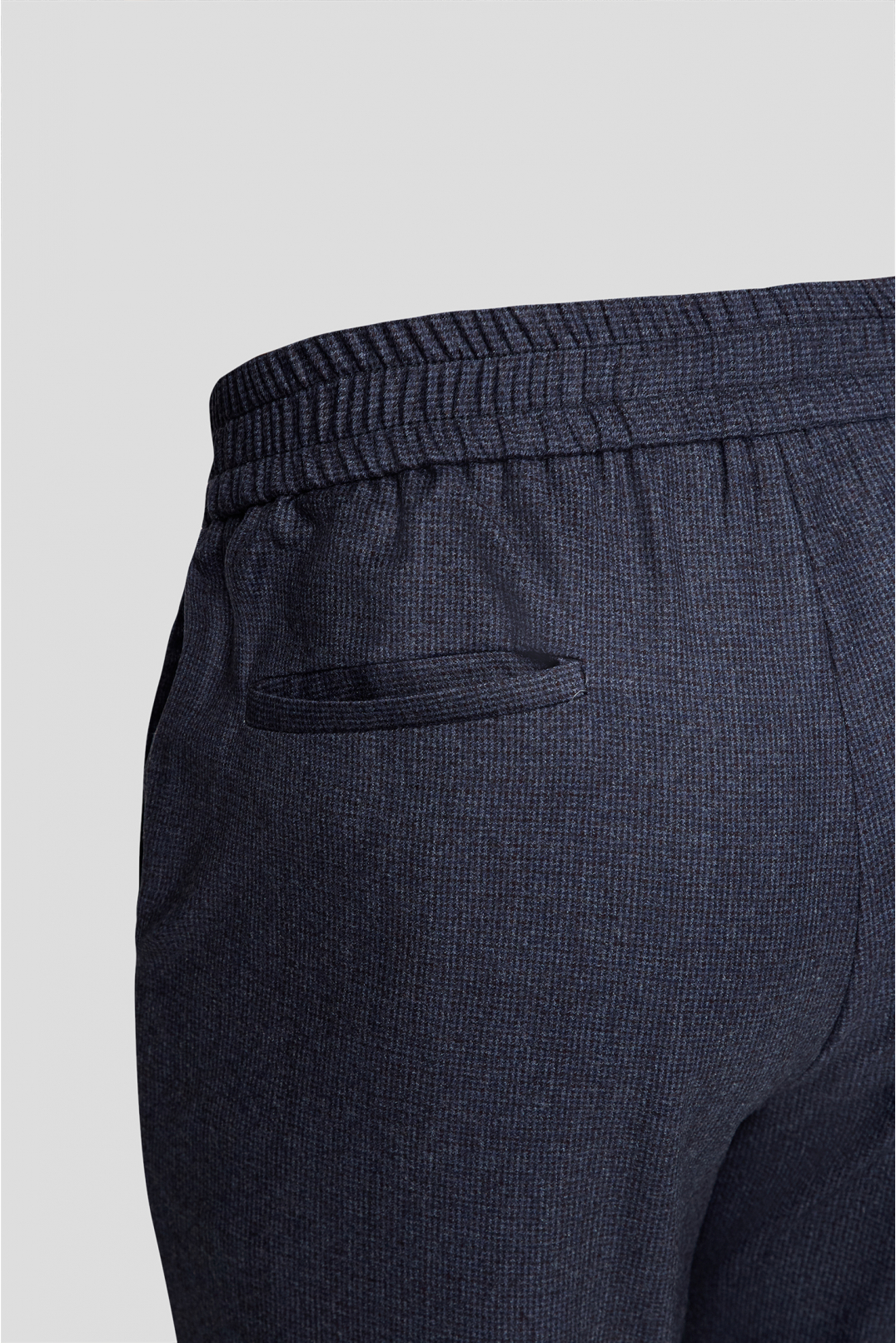 Чоловічі темно-сині вовняні брюки з візерунком - 4