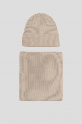 Мужской серый набор аксессуаров (шапка, шарф)