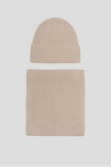 Чоловічий сірий набір аксесуарів (шапка, шарф) - 1
