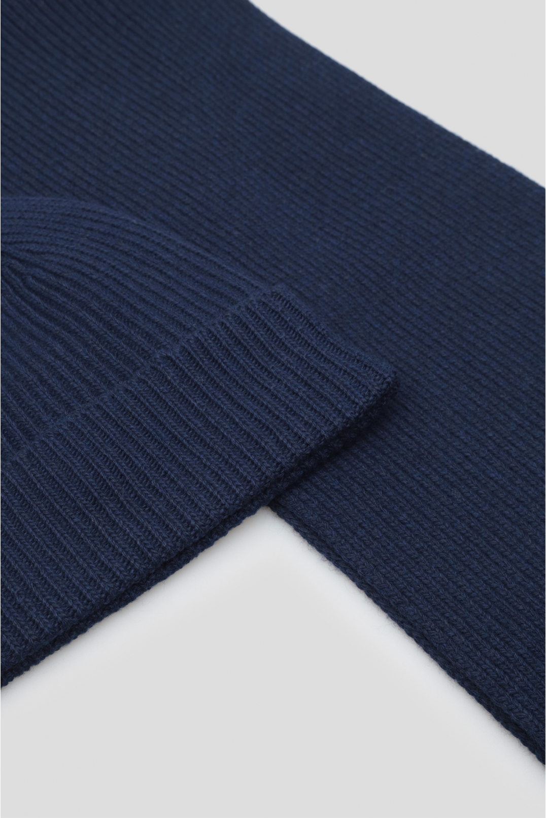Чоловічий темно-синій набір аксесуарів (шапка, шарф) - 6