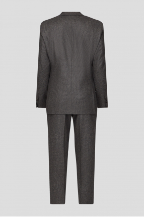 Мужской коричневый шерстяной костюм с узором (пиджак, жилет, брюки) 1