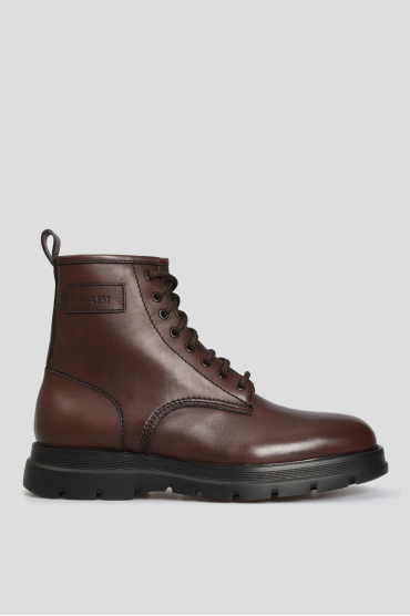 Мужские коричневые кожаные ботинки - 1