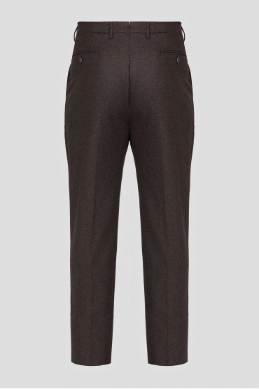 Мужские темно-коричневые шерстяные брюки - 2
