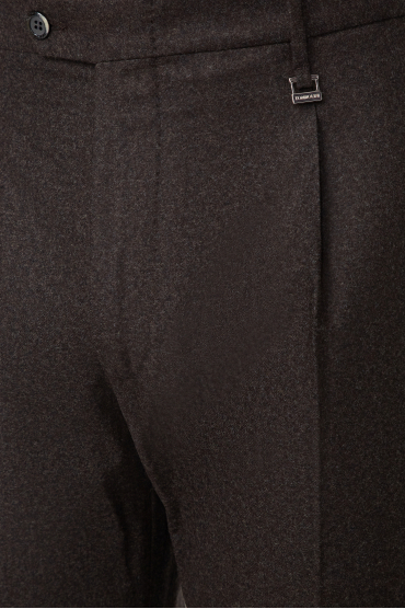 Чоловічі темно-коричневі вовняні брюки - 4