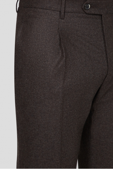 Мужские темно-коричневые шерстяные брюки - 3