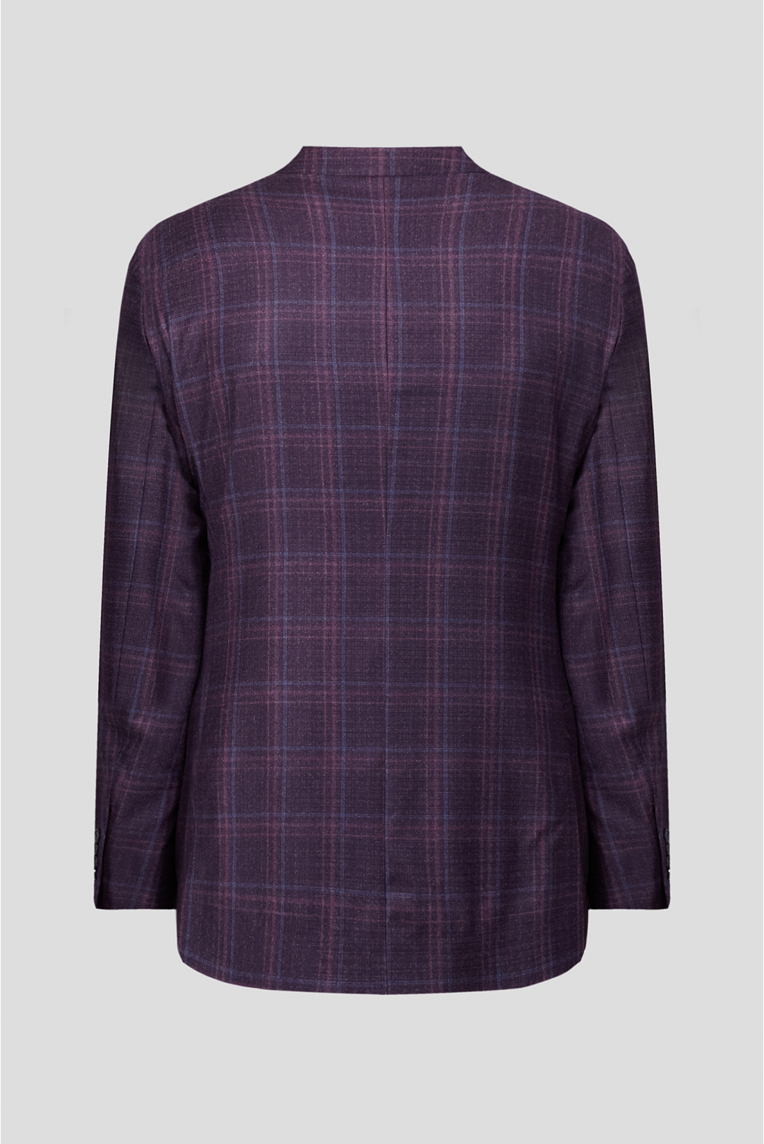 Чоловічий фіолетовий вовняний картатий піджак  - 2