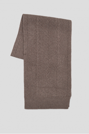 Чоловічий коричневий вовняний шарф - 1