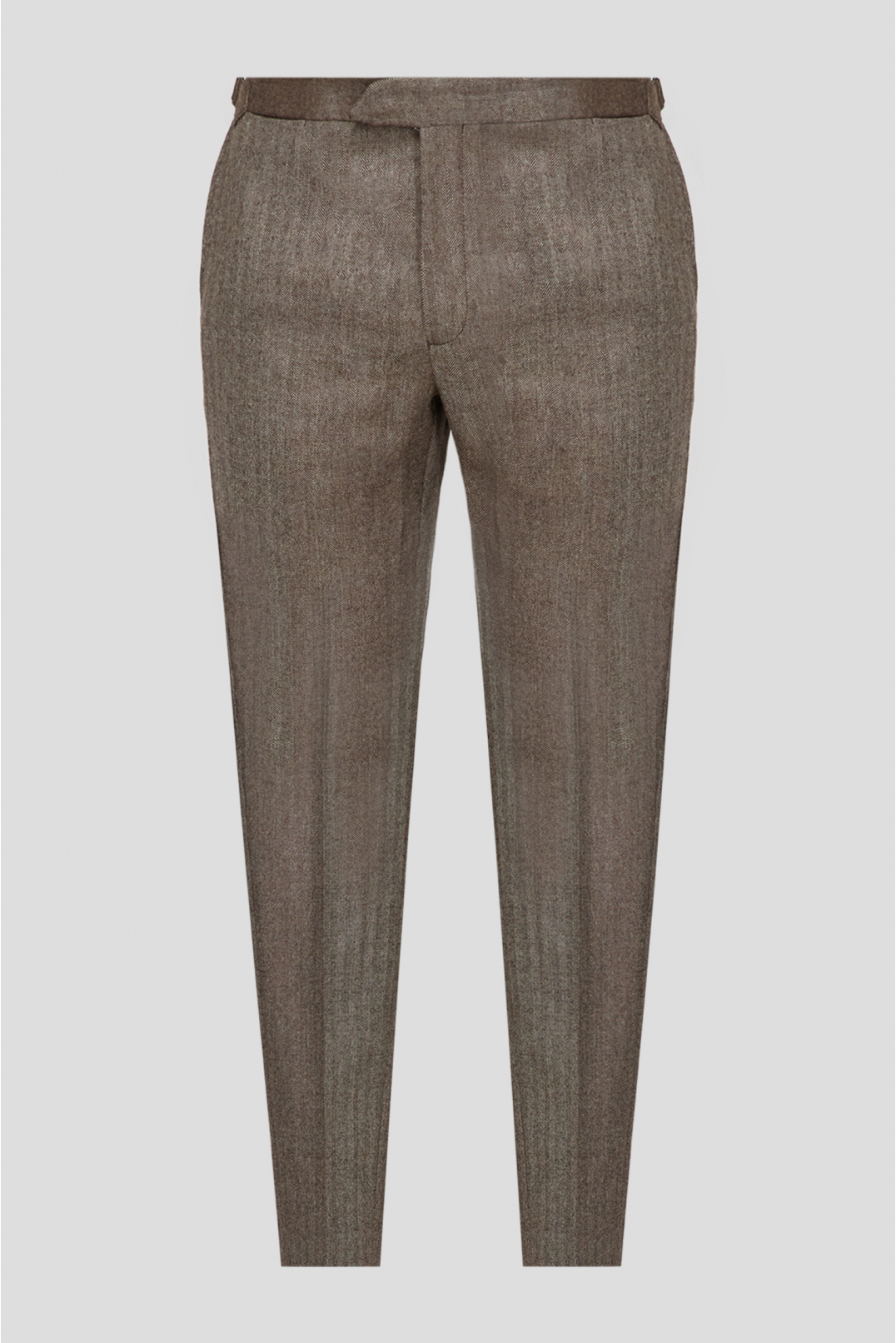 Чоловічі коричневі вовняні брюки з візерунком - 1