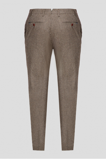 Чоловічі коричневі вовняні брюки з візерунком - 2