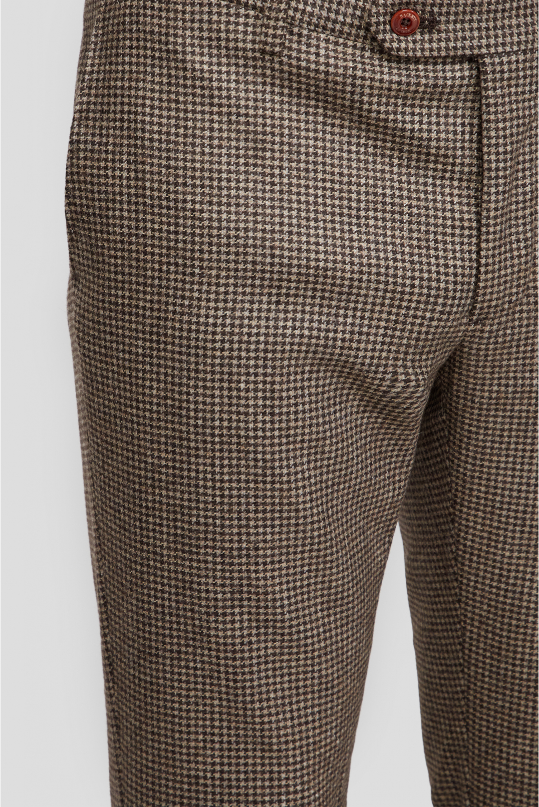 Мужские коричневые шерстяные брюки с узором - 3