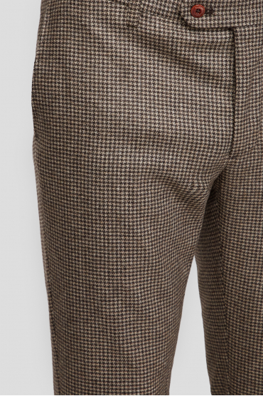 Мужские коричневые шерстяные брюки с узором - 3