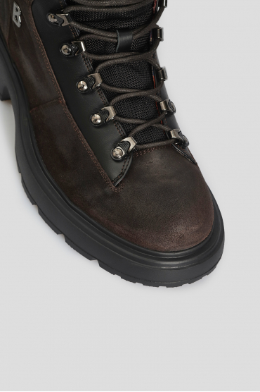 Мужские темно-коричневые замшевые ботинки - 4