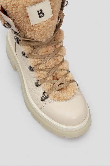 Женские бежевые кожаные ботинки - 5