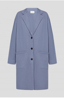 Жіноче блакитне вовняне пальто