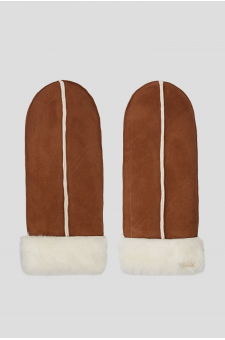 Жіночі коричневі замшеві рукавиці
