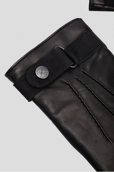 Мужские черные кожаные перчатки - 3