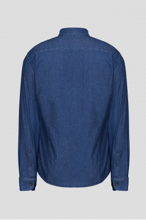 Мужская темно-синяя джинсовая рубашка 1